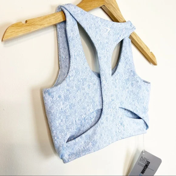 NWT Gymshark Fleur Texture Sports Bra Malibu Blue XS - Picture 8 of 10